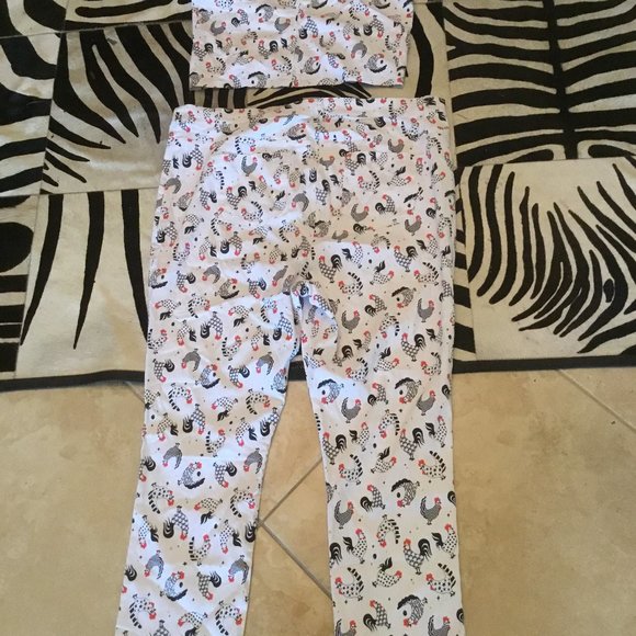 Unique Vintage rooster  print  pants and top set size 3x New (fits 2x) - Picture 7 of 7